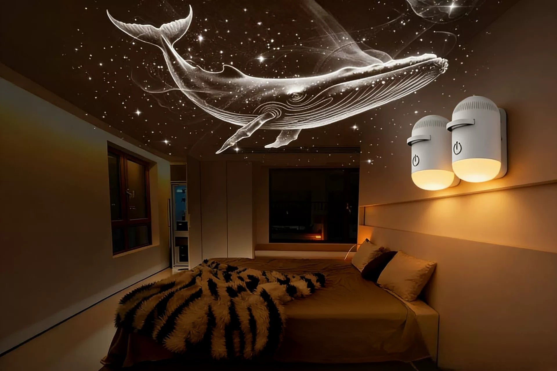 2-in-1 Mini Galaxy Star Projector Night Light Starry Sky Ambient Lamp Modern Minimalist Design USB Powered for Bedroom Sleep