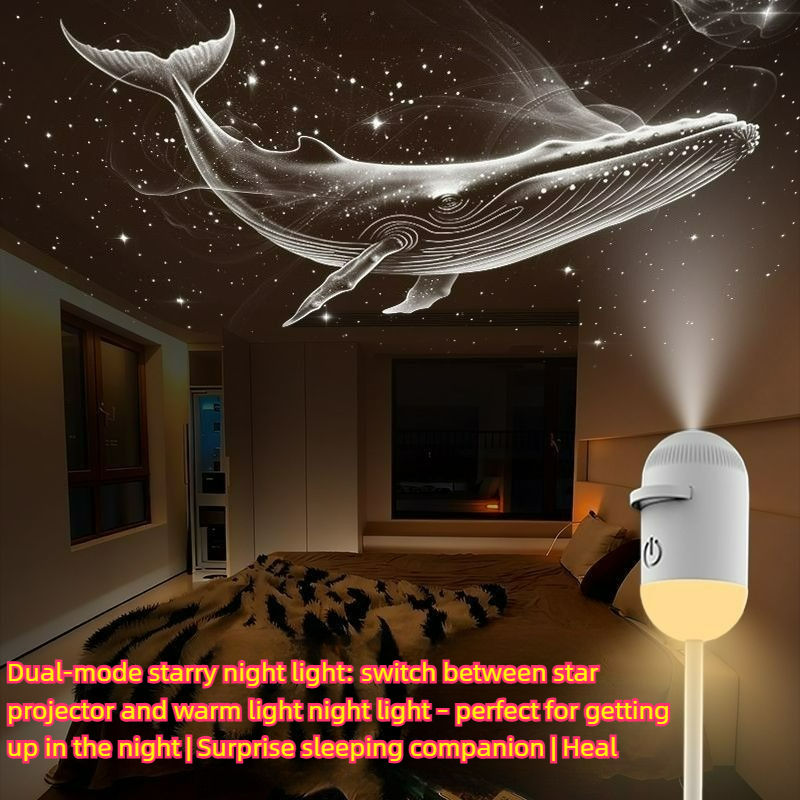 2-in-1 Mini Galaxy Star Projector Night Light Starry Sky Ambient Lamp Modern Minimalist Design USB Powered for Bedroom Sleep