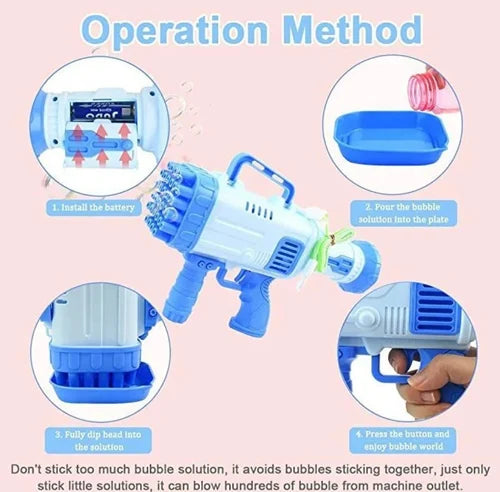 Magical Bubble Gun for Kids 36 Holes