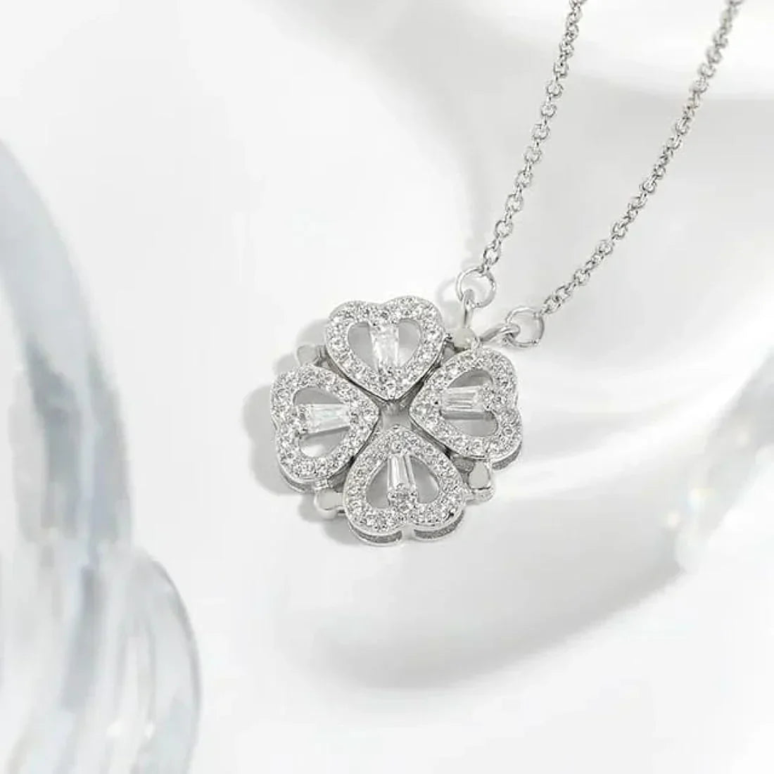 Magnetic Silver Flower Pendant