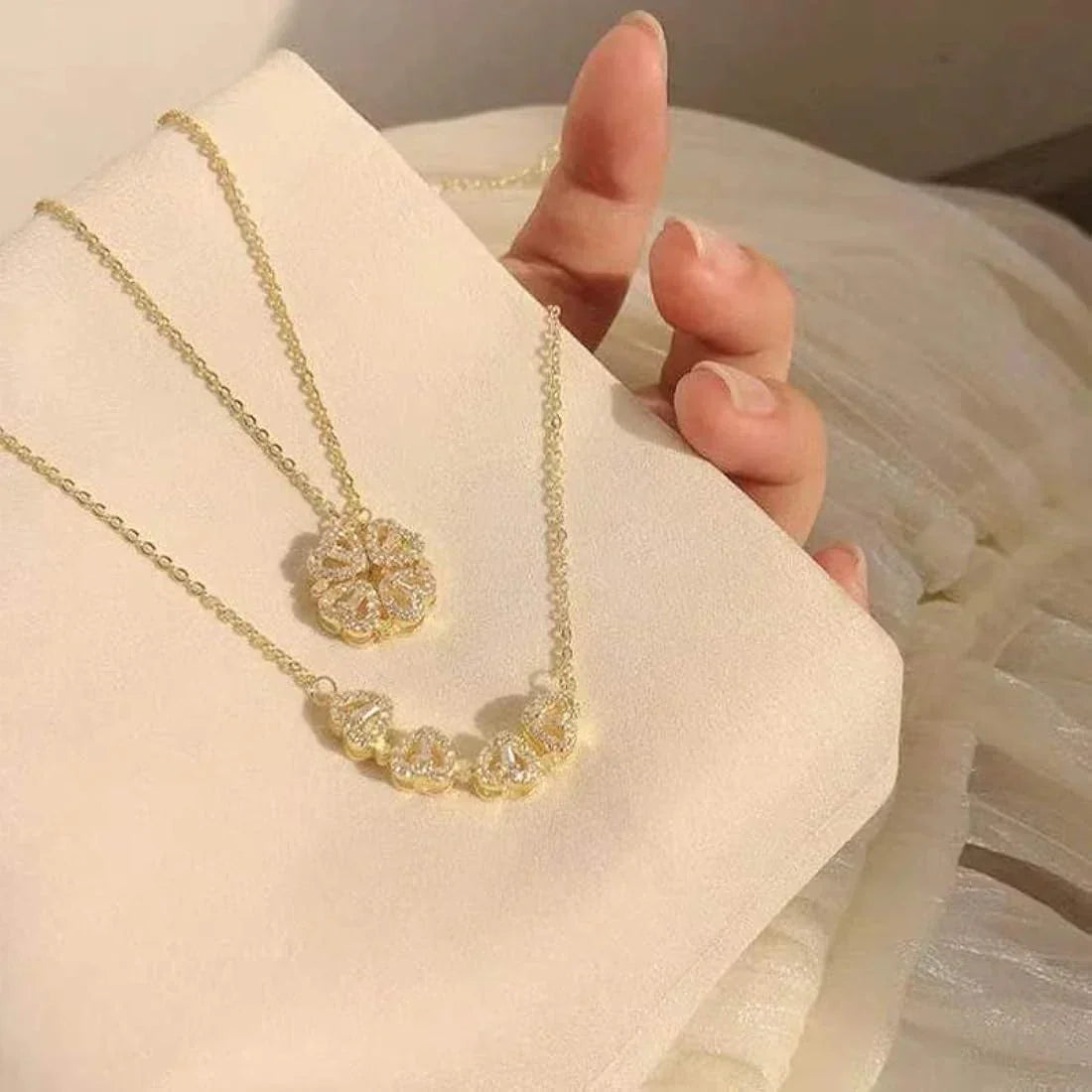 Magnetic Golden Flower Pendant